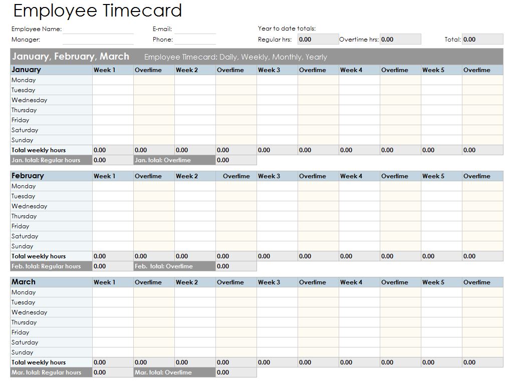 Employee Timecard | Employee Timecard Template » Template Haven